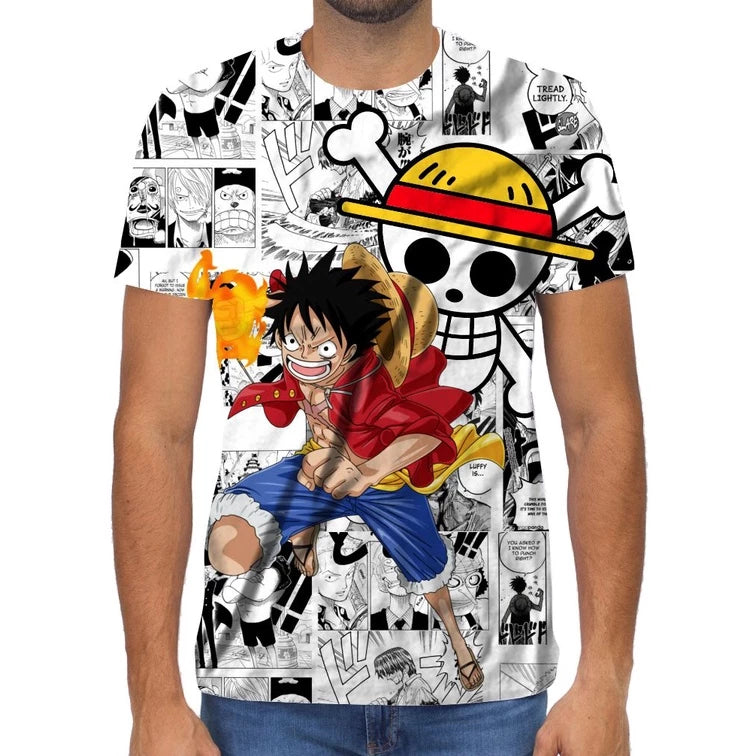 Camiseta Luffy One Piece Estampa Mangá